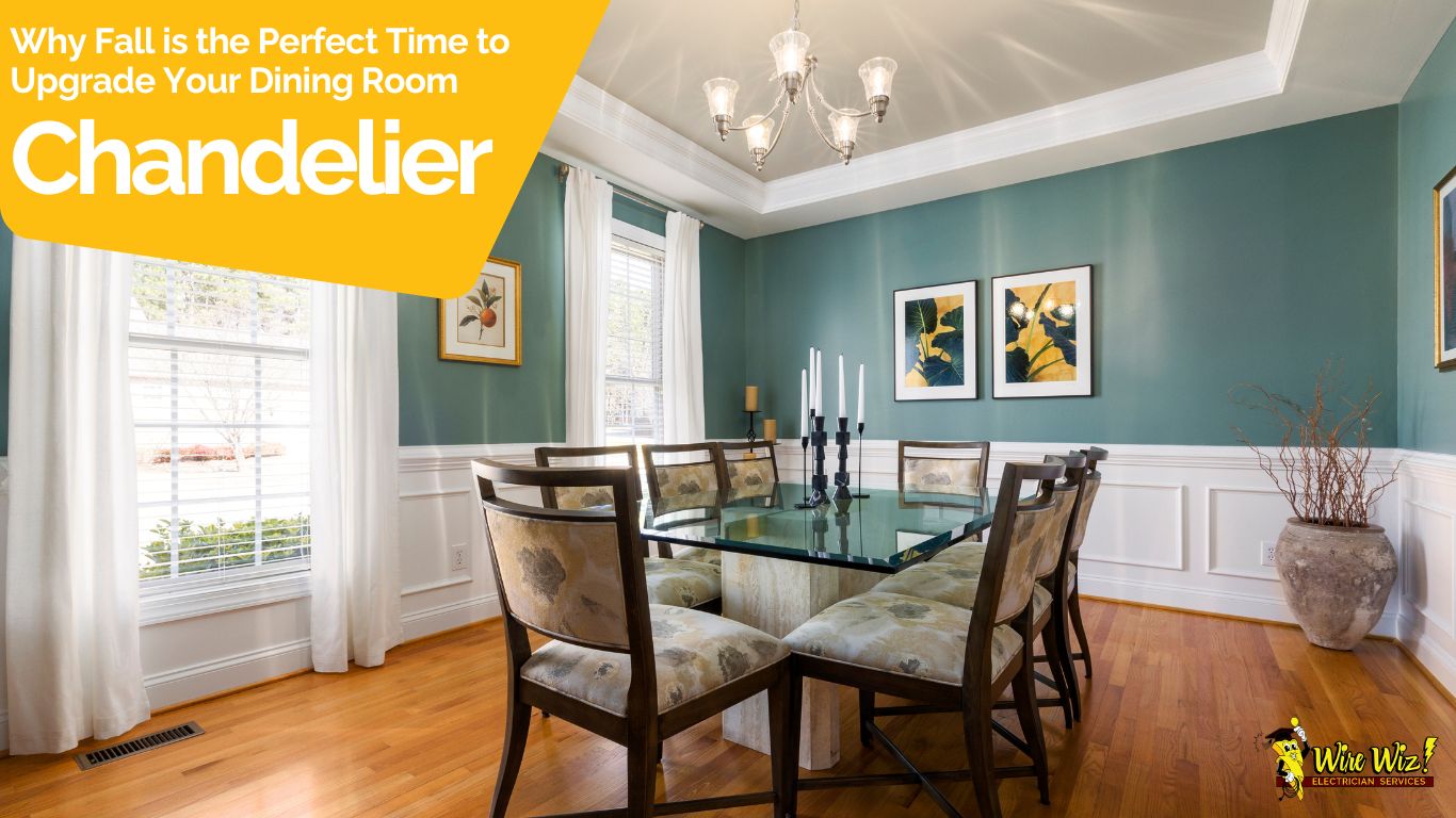 Elegant dining room with new chandelier installed